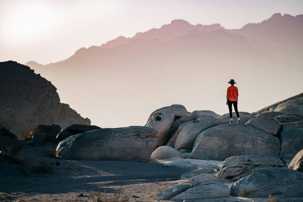 A man standing on the rock