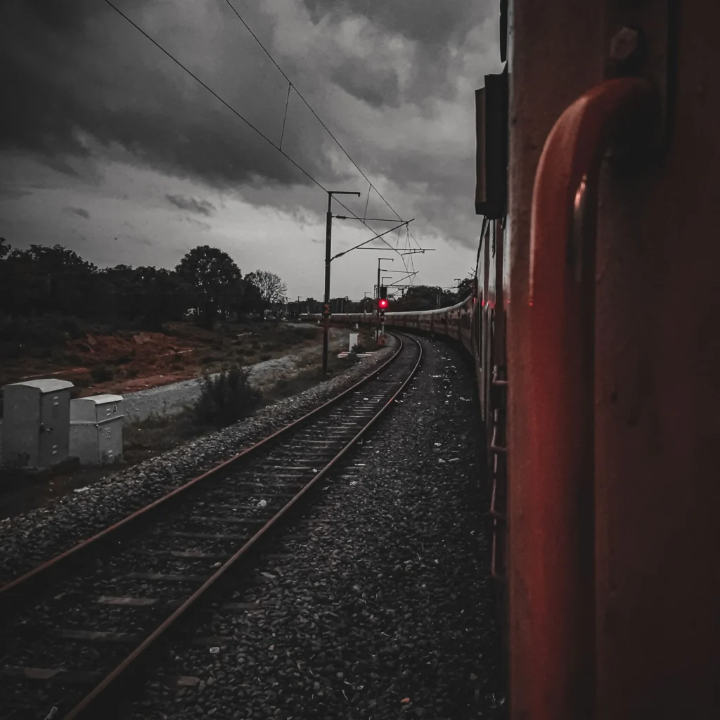 Railway tracks in India used for budget intercity train travel