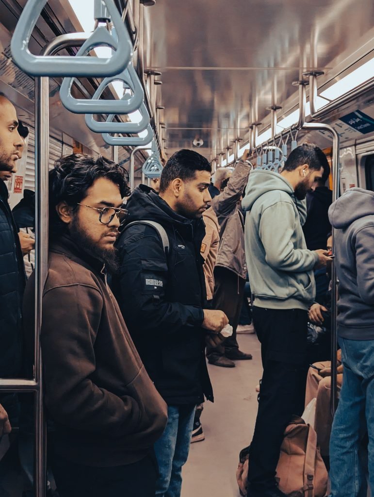 Commuters riding the Cairo Metro, Egypt's cheapest way to cross the city