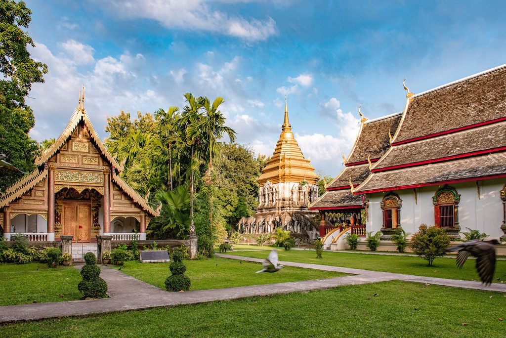 Golden temple in Chiang Mai's Old City, Thailand